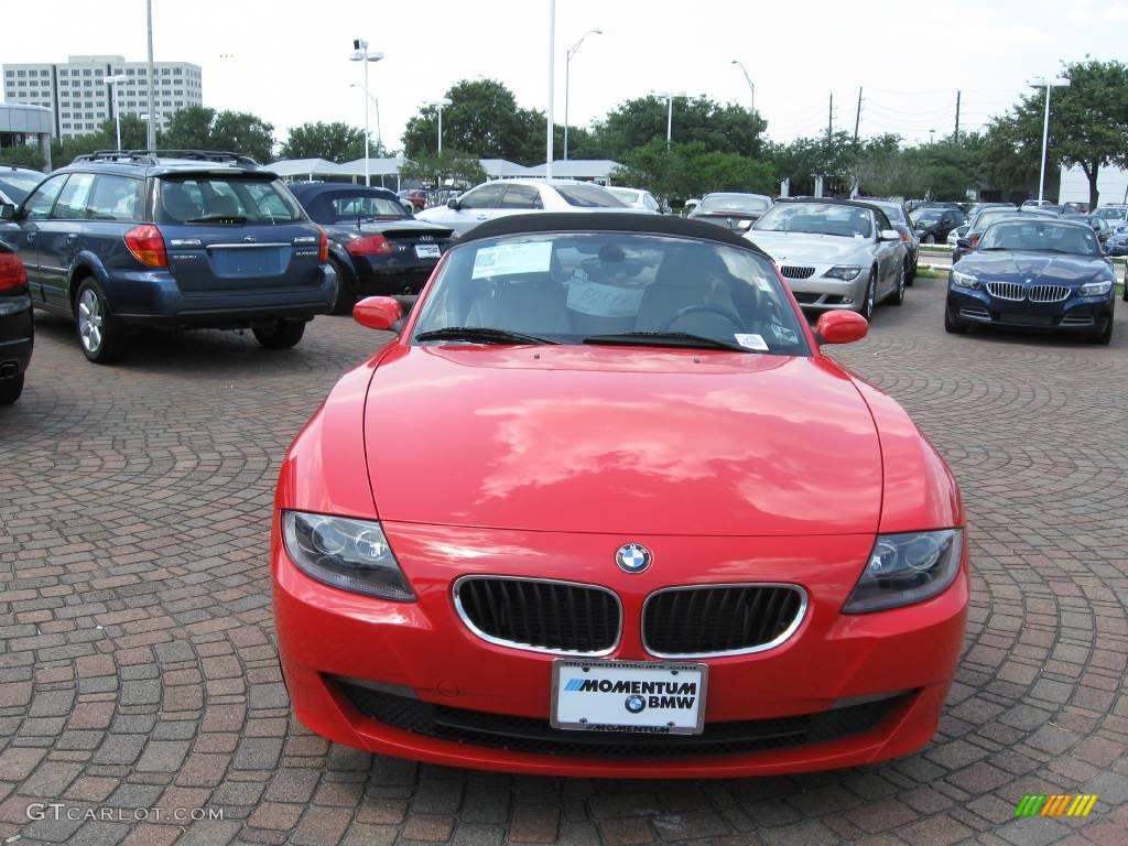 2007 Z4 3.0i Roadster - Bright Red / Beige photo #2