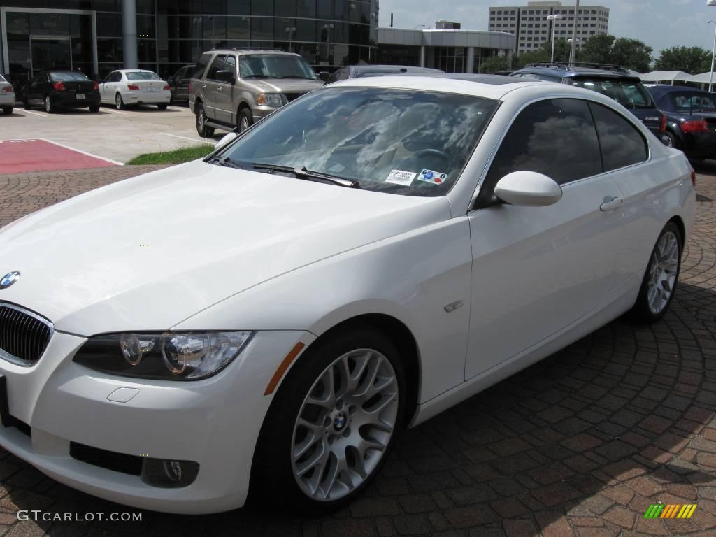 2008 3 Series 328i Coupe - Alpine White / Beige photo #2