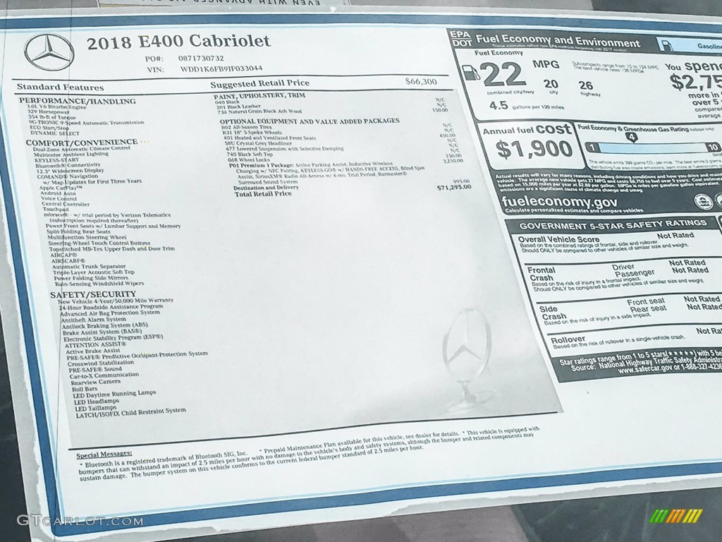 2018 E 400 Convertible - Black / Black photo #11