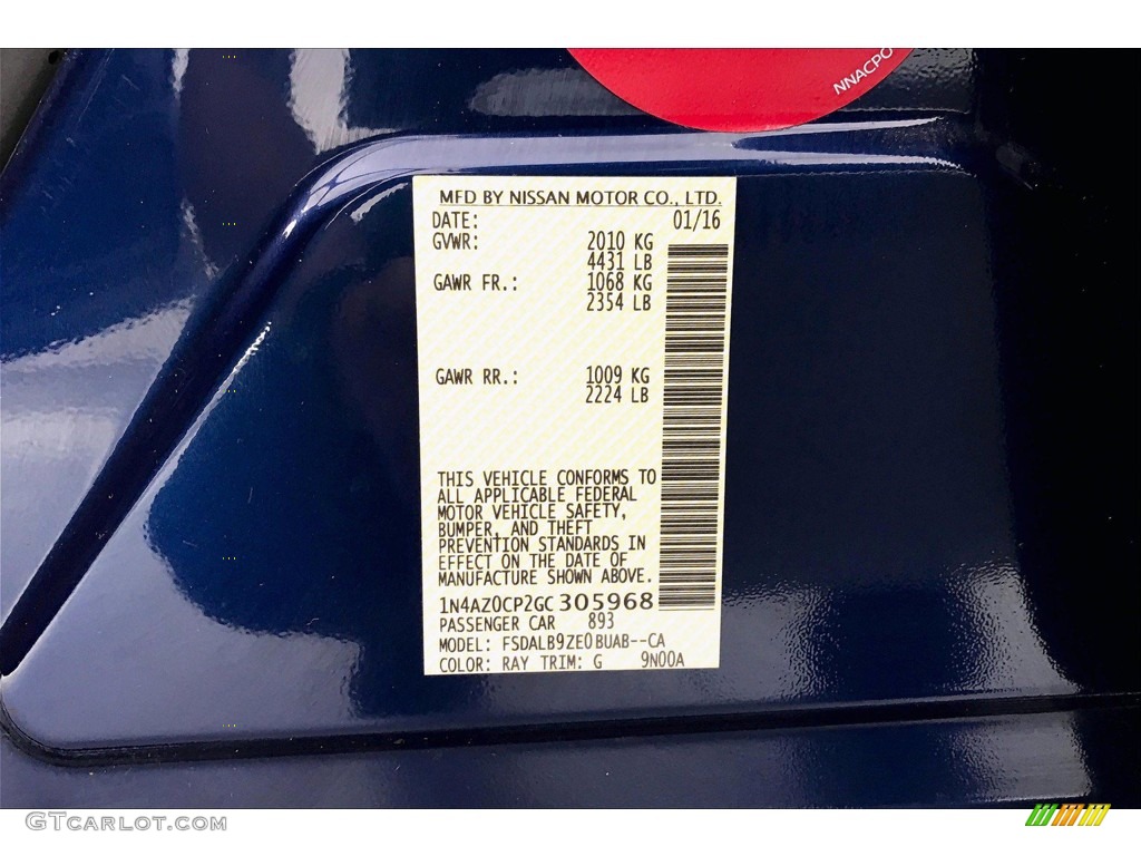 2016 LEAF Color Code RAY for Deep Blue Pearl Photo #139037579