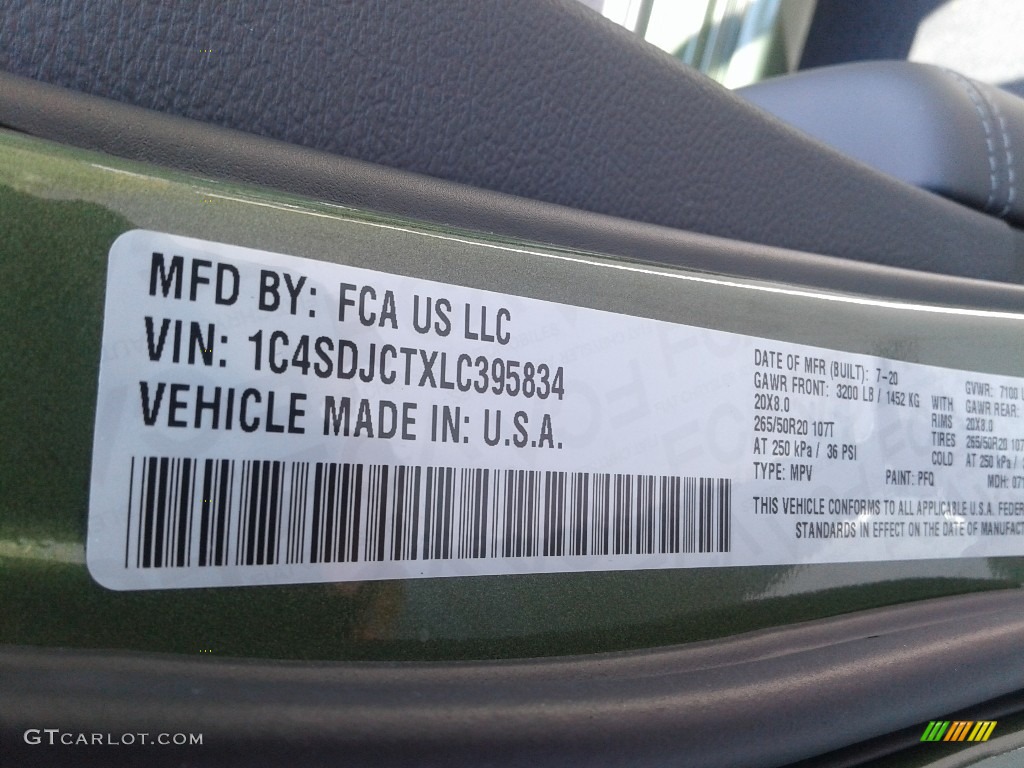 2020 Durango Color Code PFQ for F8 Green Photo #139038704