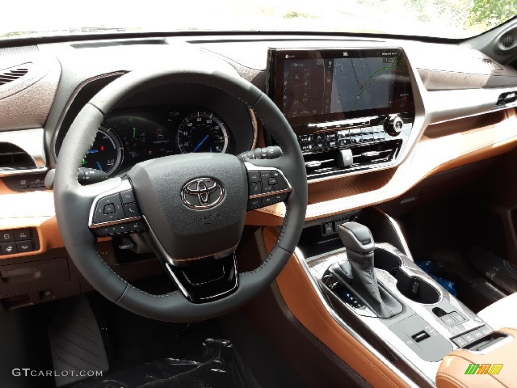 2020 Toyota Highlander Hybrid Platinum AWD Glazed Caramel Dashboard Photo #139040549