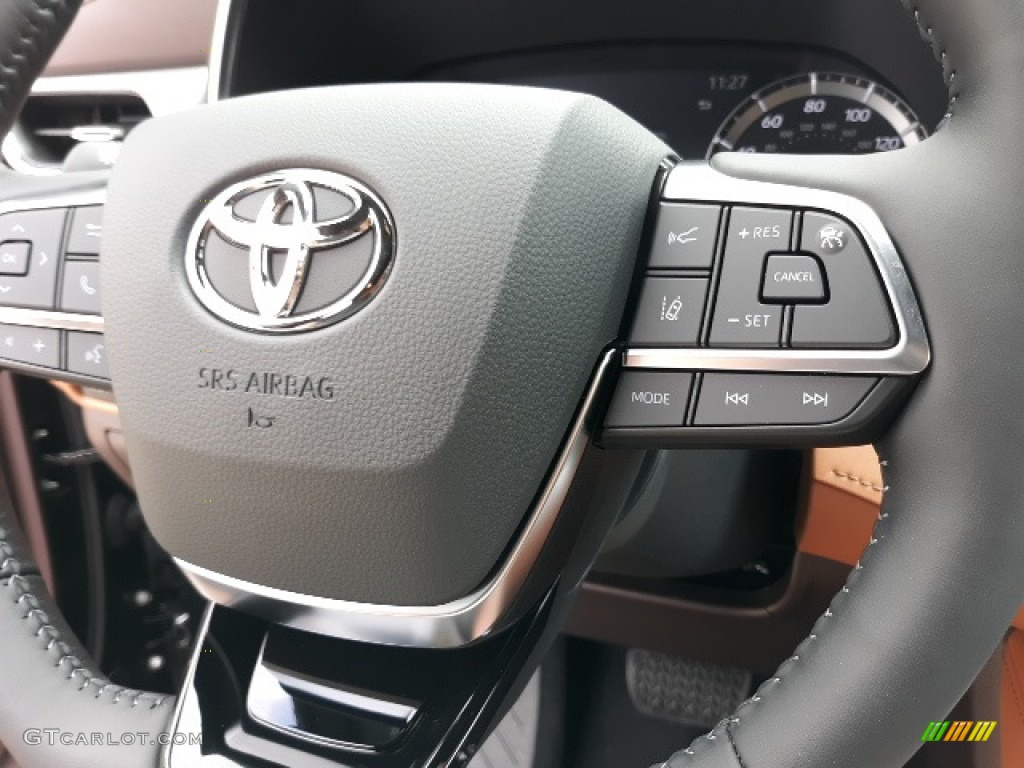 2020 Toyota Highlander Hybrid Platinum AWD Glazed Caramel Steering Wheel Photo #139040570