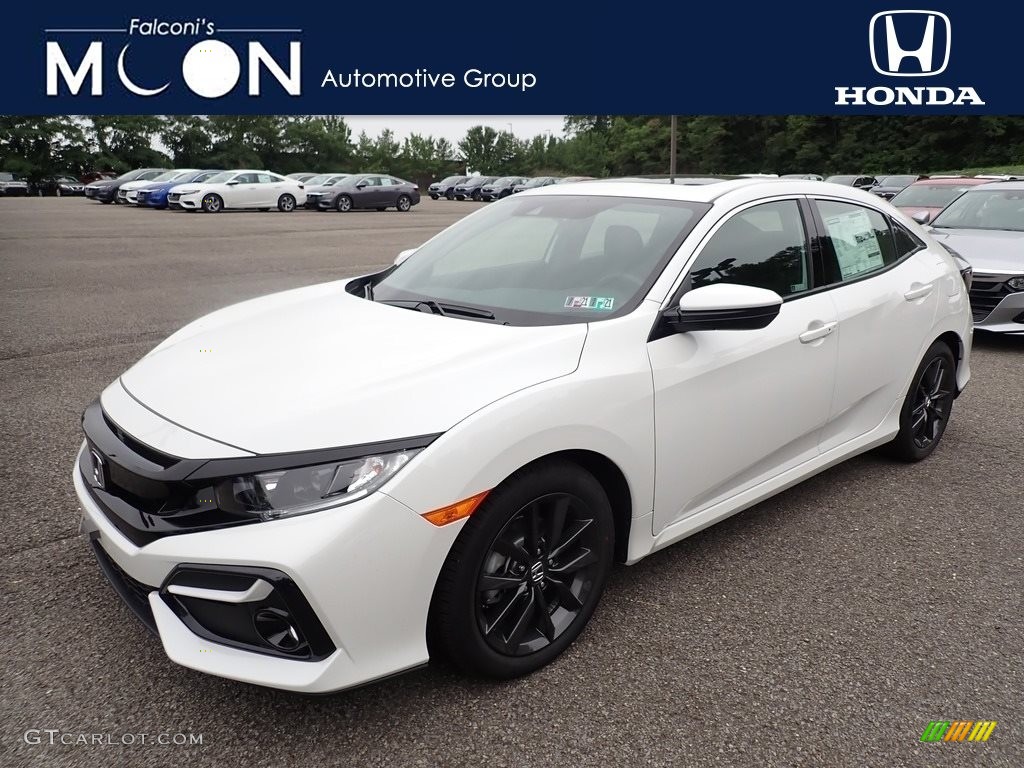 2020 Civic EX Hatchback - Platinum White Pearl / Black photo #1