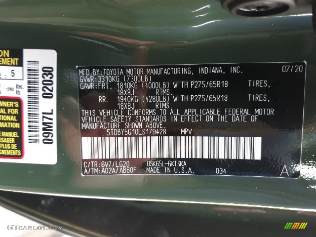 2020 Toyota Sequoia TRD Pro 4x4 Color Code Photos