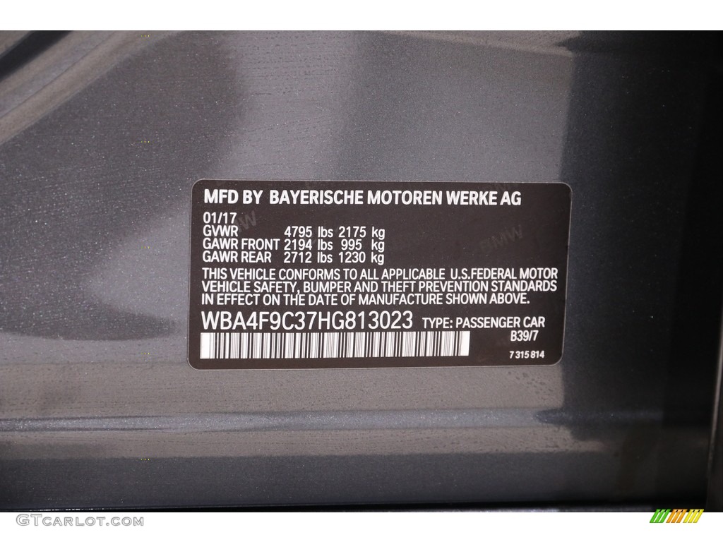 2017 4 Series Color Code B39 for Mineral Grey Metallic Photo #139068807