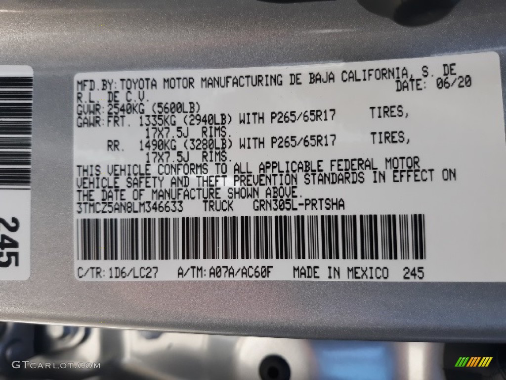 2020 Tacoma TRD Sport Double Cab 4x4 - Silver Sky Metallic / TRD Cement/Black photo #29