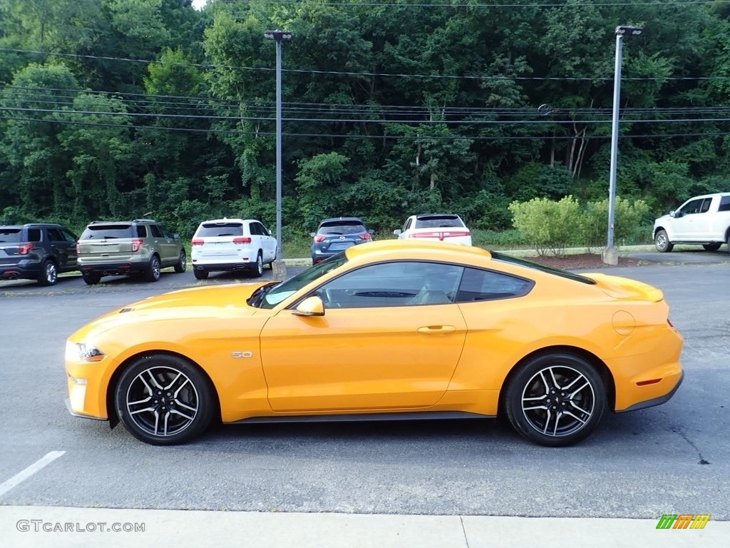 Orange Fury 2019 Ford Mustang GT Premium Fastback Exterior Photo #139070396