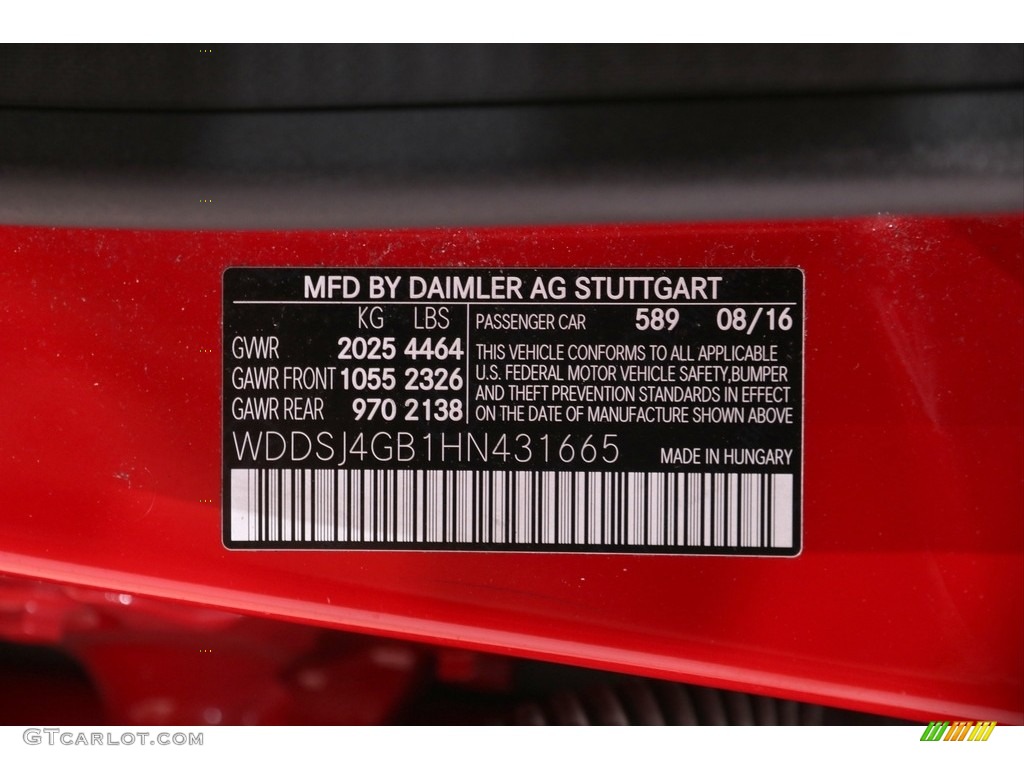 2017 CLA Color Code 589 for Jupiter Red Photo #139079260