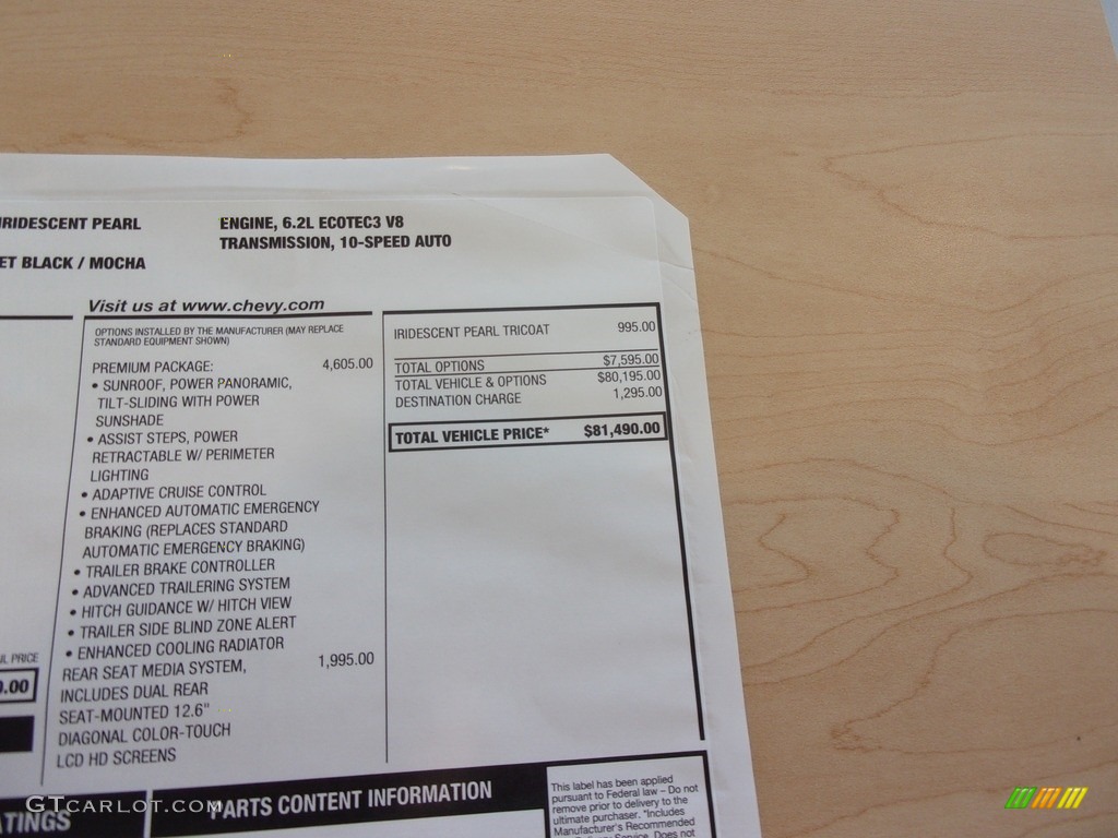 2021 Chevrolet Tahoe High Country 4WD Window Sticker Photo #139087186