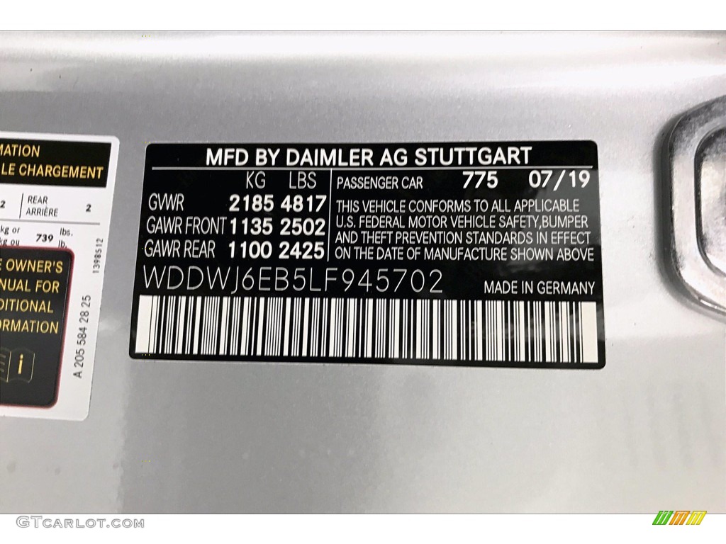 2020 Mercedes-Benz C AMG 43 4Matic Coupe Color Code Photos