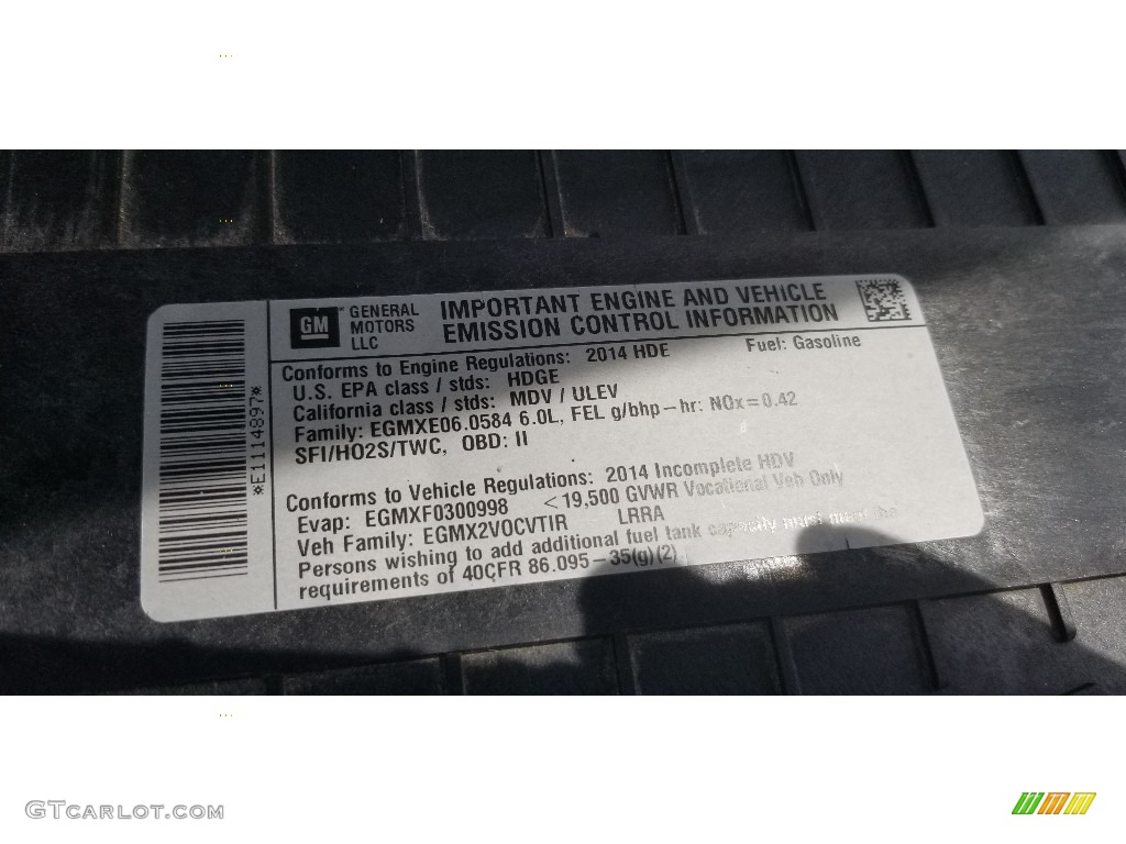 2014 Chevrolet Express Cutaway 3500 Thor Motor Coach Info Tag Photos