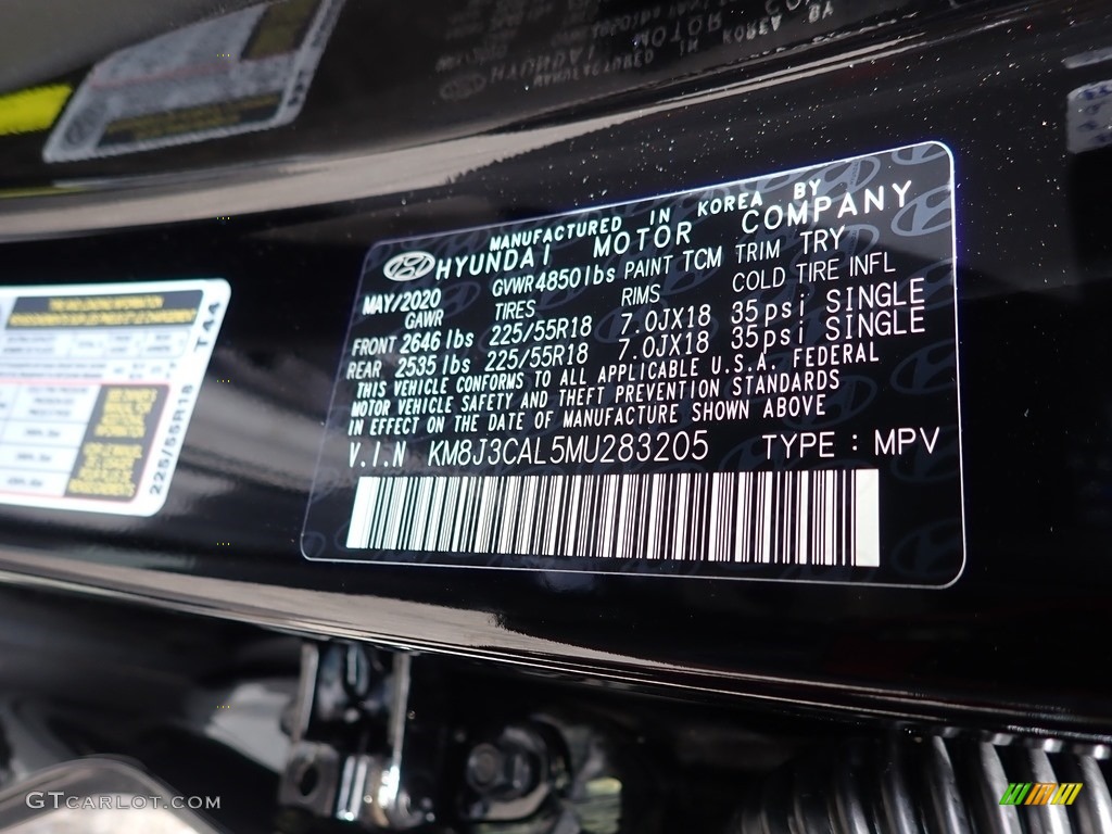 2021 Tucson Color Code TCM for Black Noir Pearl Photo #139106545
