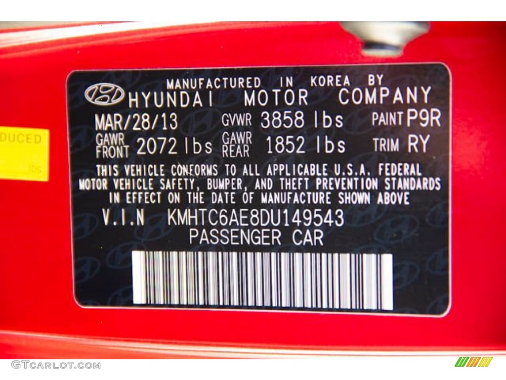 2013 Veloster Turbo - Boston Red / Black photo #30