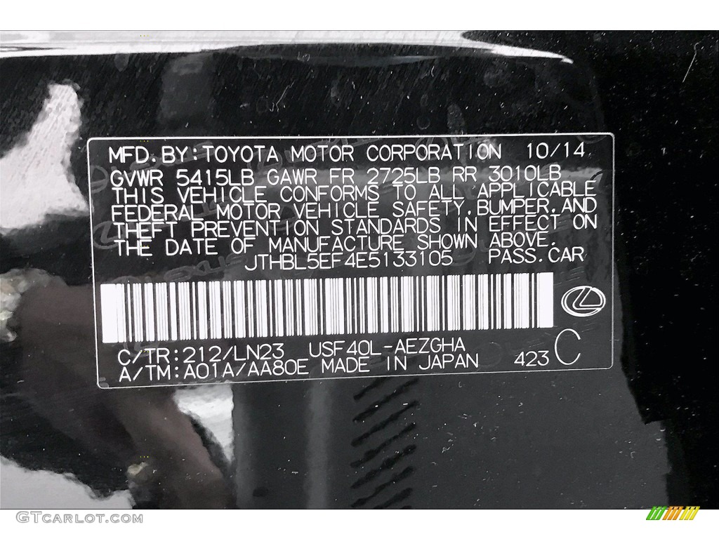 2014 LS Color Code 212 for Obsidian Black Photo #139118986