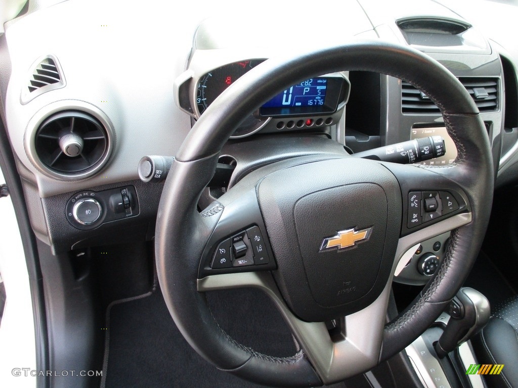 2016 Chevrolet Sonic LTZ Hatchback Jet Black/Dark Titanium Steering Wheel Photo #139120159