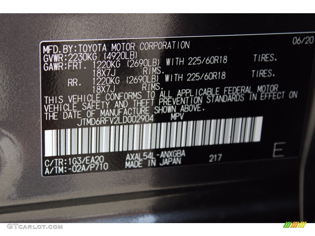 2020 RAV4 Color Code 1G3 for Magnetic Gray Metallic Photo #139139330