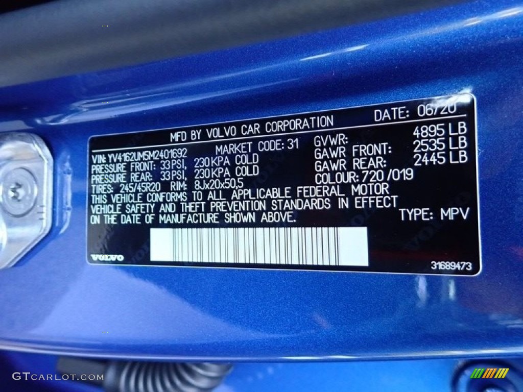 2021 XC40 T5 R-Design AWD - Bursting Blue Metallic / Charcoal photo #12