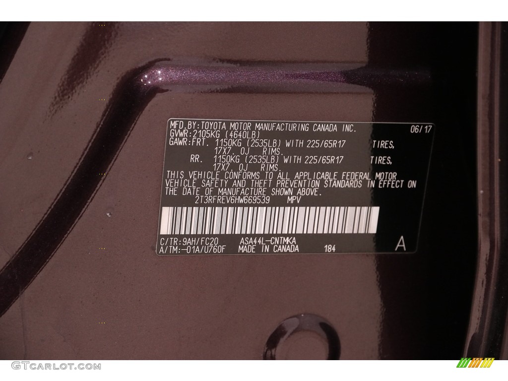 2017 RAV4 XLE - Black Current Metallic / Black photo #20