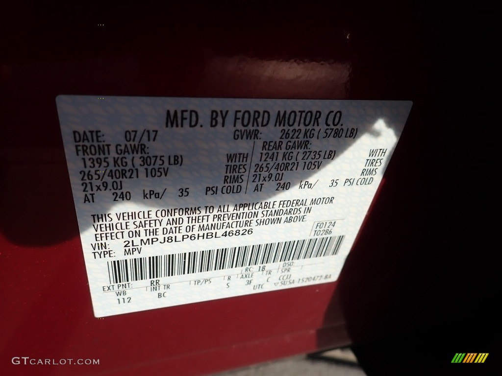 2017 MKX Color Code RR for Ruby Red Photo #139155346