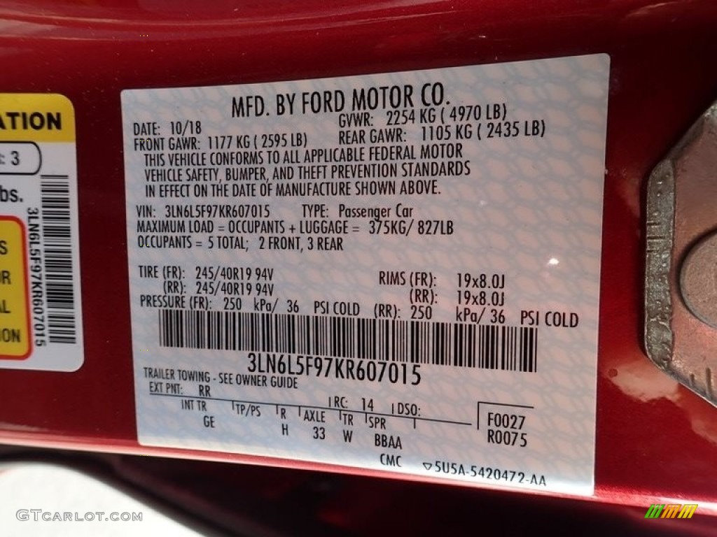 2019 MKZ Color Code RR for Ruby Red Photo #139155889
