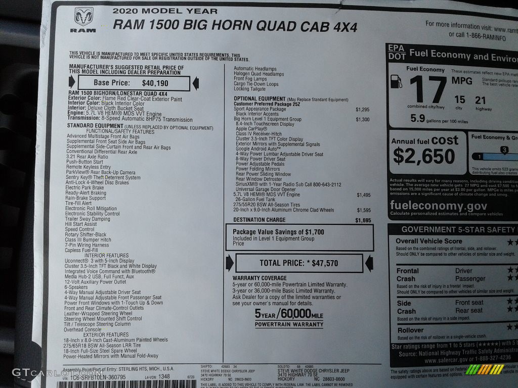 2020 1500 Big Horn Quad Cab 4x4 - Flame Red / Black photo #31