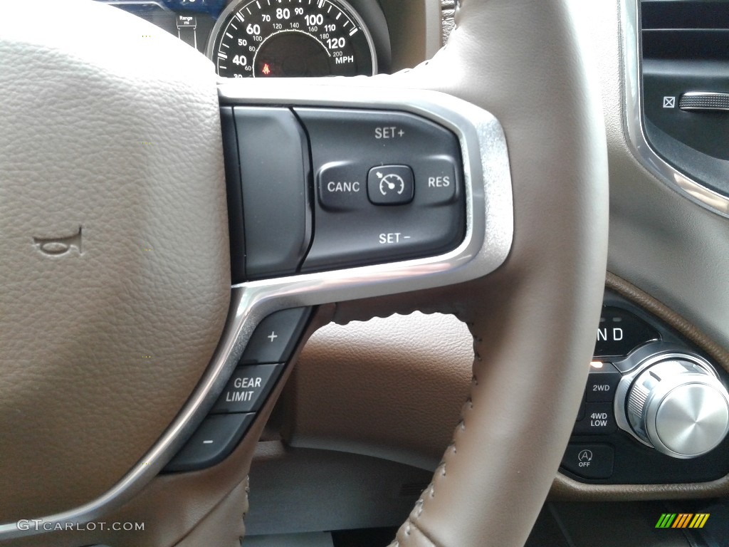 2020 Ram 1500 Laramie Crew Cab 4x4 Light Frost Beige/Mountain Brown Steering Wheel Photo #139159177