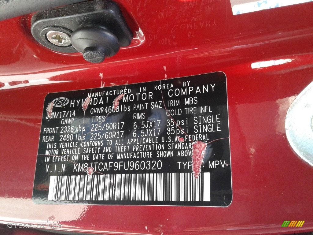 2015 Tucson GLS AWD - Garnet Red / Beige photo #26
