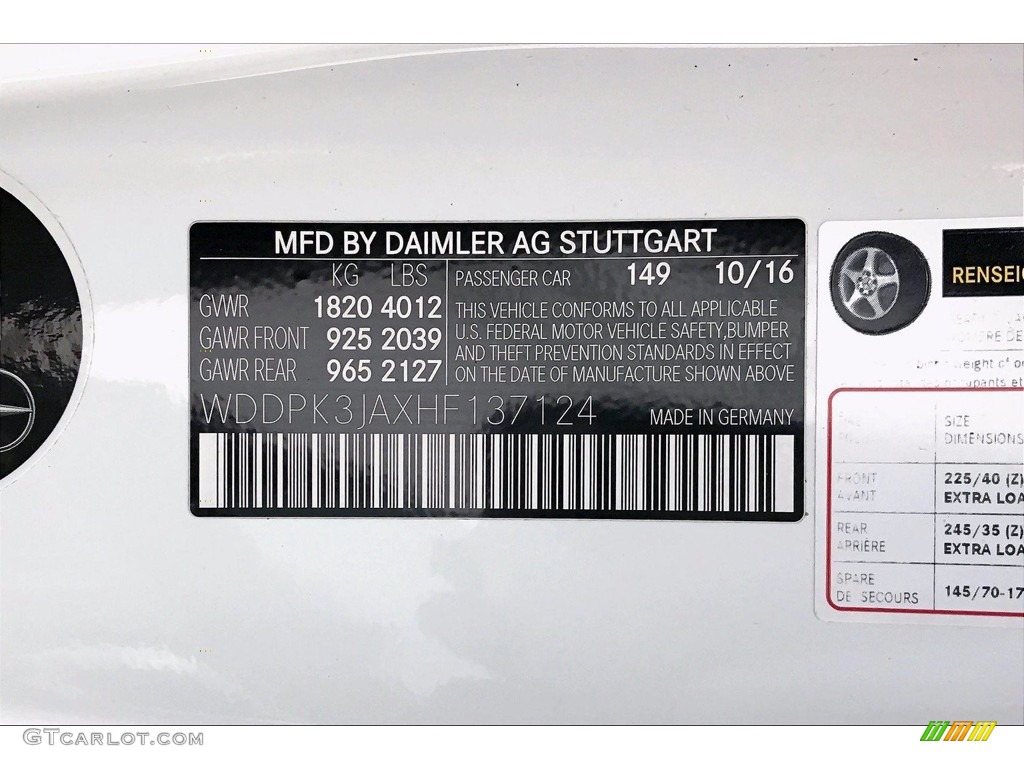 2017 SLC Color Code 149 for Polar White Photo #139170844