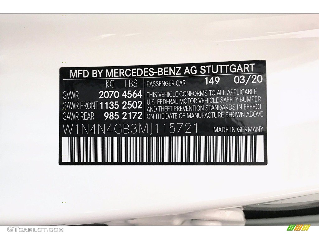 2021 GLA Color Code 149 for Polar White Photo #139171027