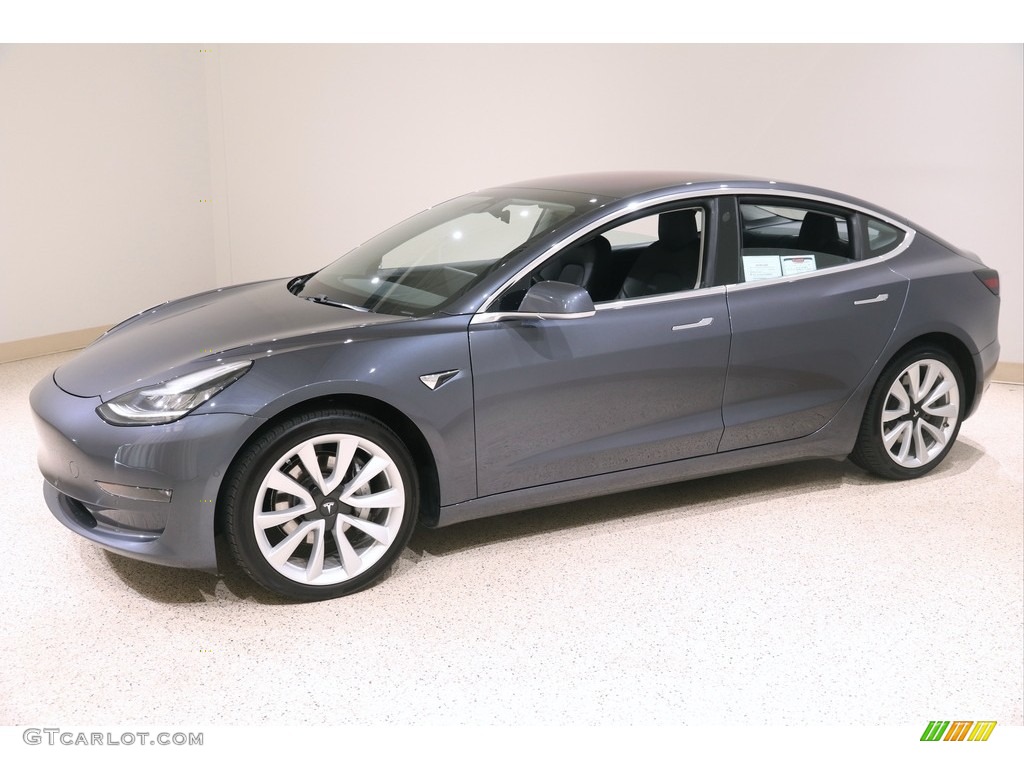 2018 Model 3 Long Range - Midnight Silver Metallic / Black photo #3