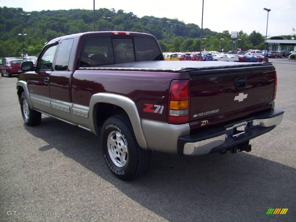 1999 Silverado 1500 LS Extended Cab 4x4 - Dark Carmine Red Metallic / Medium Gray photo #3