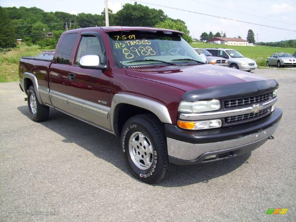 1999 Silverado 1500 LS Extended Cab 4x4 - Dark Carmine Red Metallic / Medium Gray photo #7