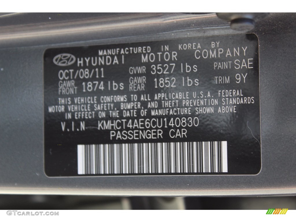2012 Accent GLS 4 Door - Cyclone Gray / Gray photo #28