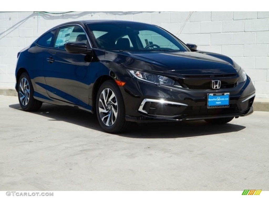 2020 Civic LX Coupe - Crystal Black Pearl / Black photo #1