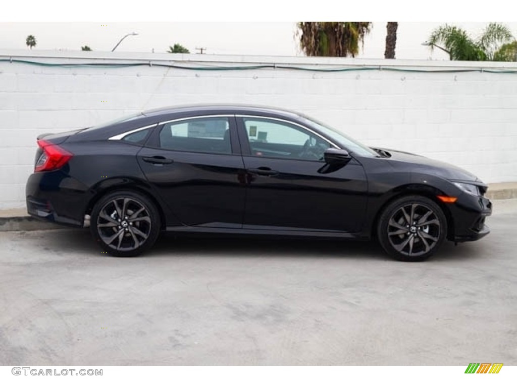 Crystal Black Pearl 2020 Honda Civic Sport Sedan Exterior Photo #139184718