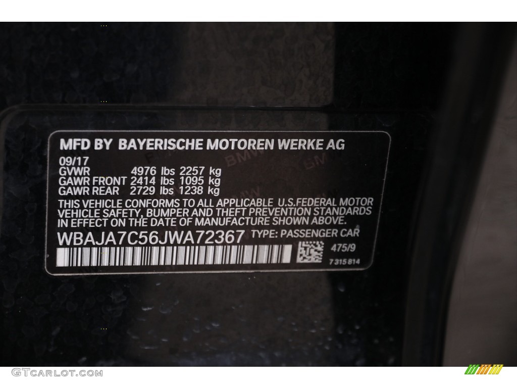 2018 5 Series 530i xDrive Sedan - Black Sapphire Metallic / Black photo #29