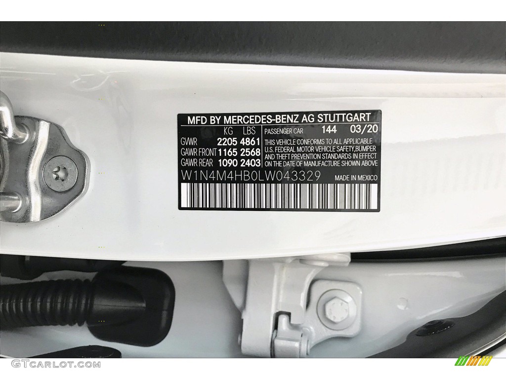 2020 GLB Color Code 144 for Digital White Metallic Photo #139190098