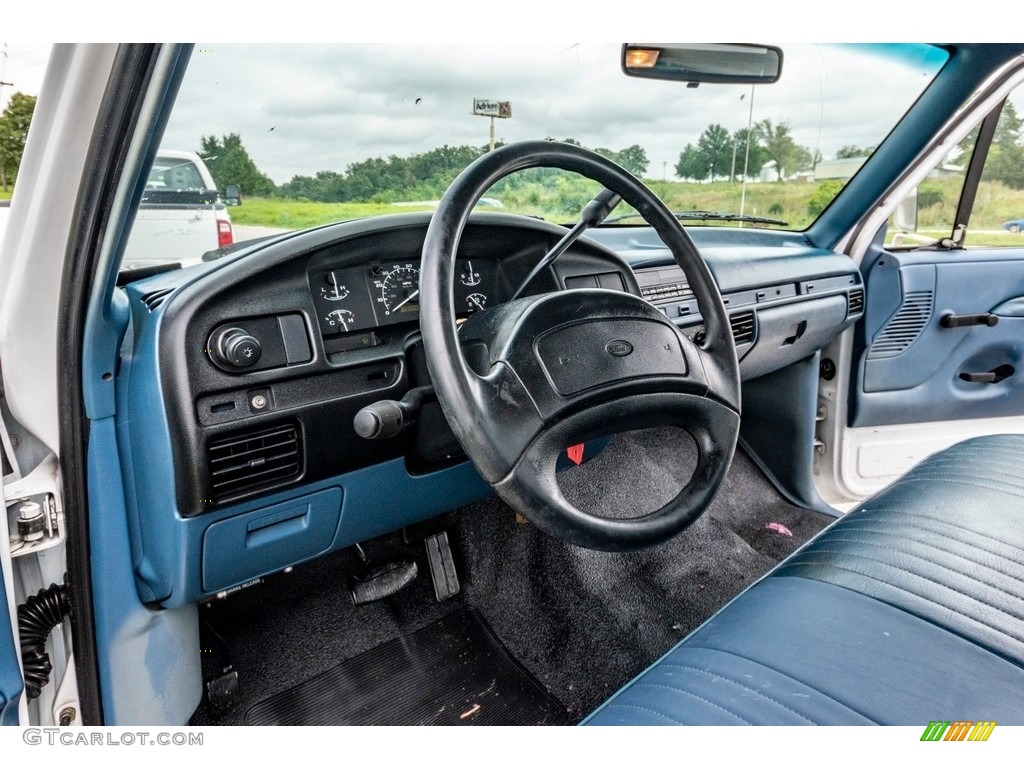 1997 Ford F250 XLT Regular Cab Blue Dashboard Photo #139203267
