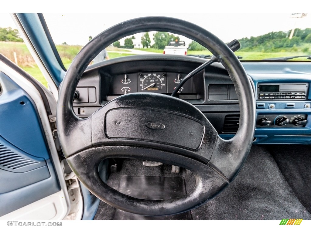 1997 F250 XLT Regular Cab - Oxford White / Blue photo #33