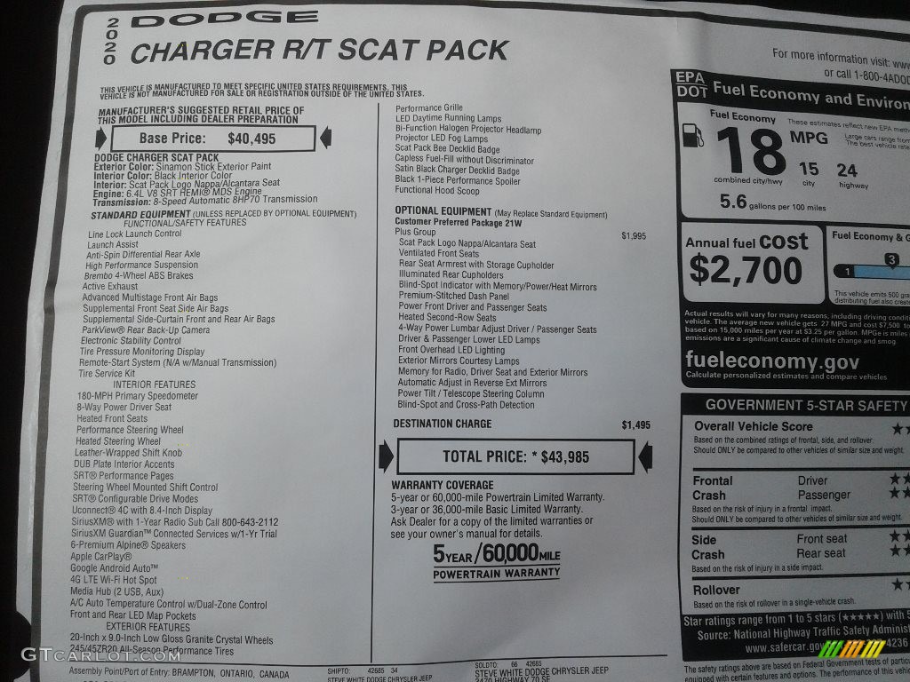 2020 Charger Scat Pack - Sinamon Stick / Black photo #27