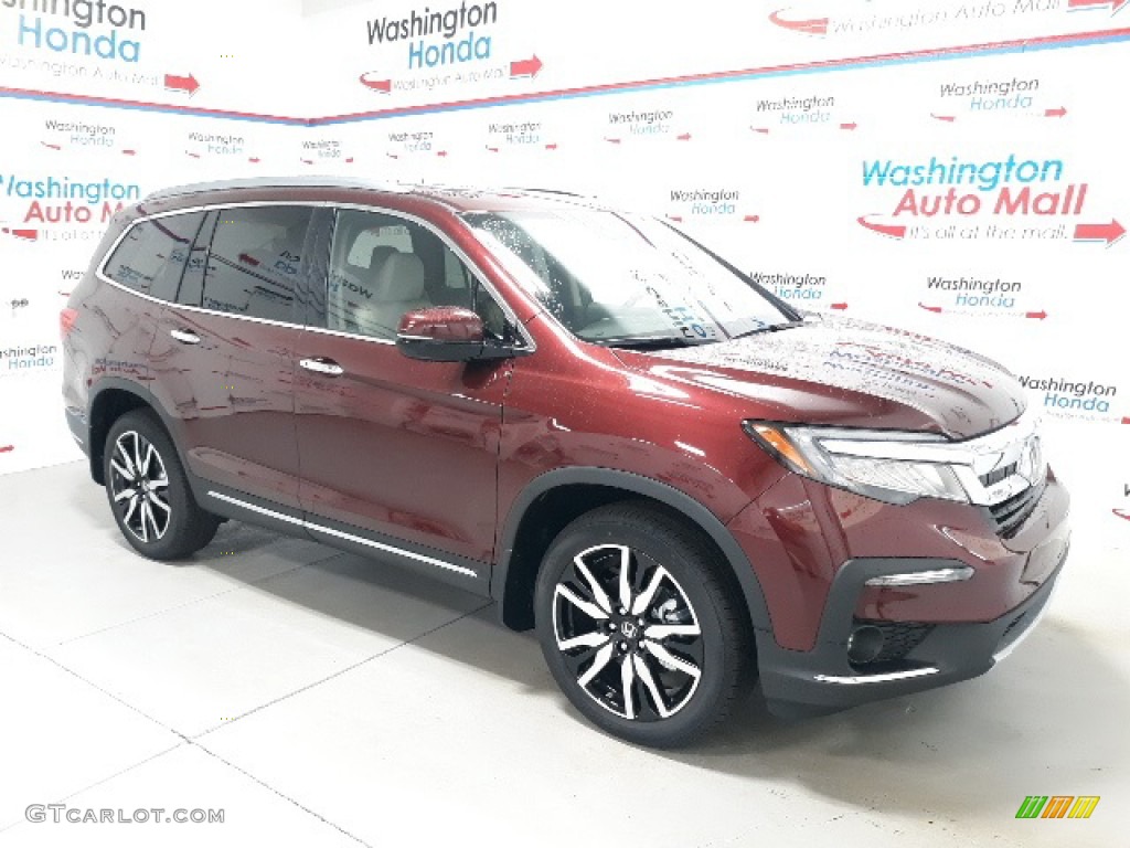 2021 Pilot Touring AWD - Deep Scarlet Pearl / Beige photo #2