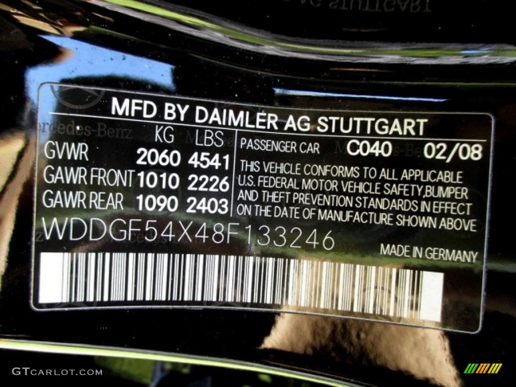 2008 Mercedes-Benz C 300 Sport Color Code Photos
