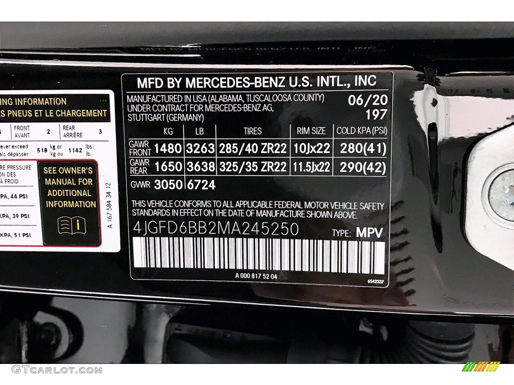 2021 GLE Color Code 197 for Obsidian Black Metallic Photo #139224738