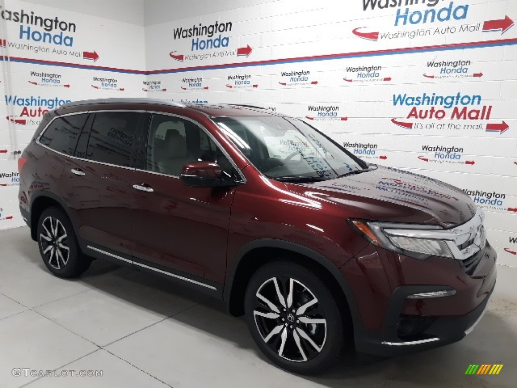 2021 Pilot Elite AWD - Deep Scarlet Pearl / Beige photo #2