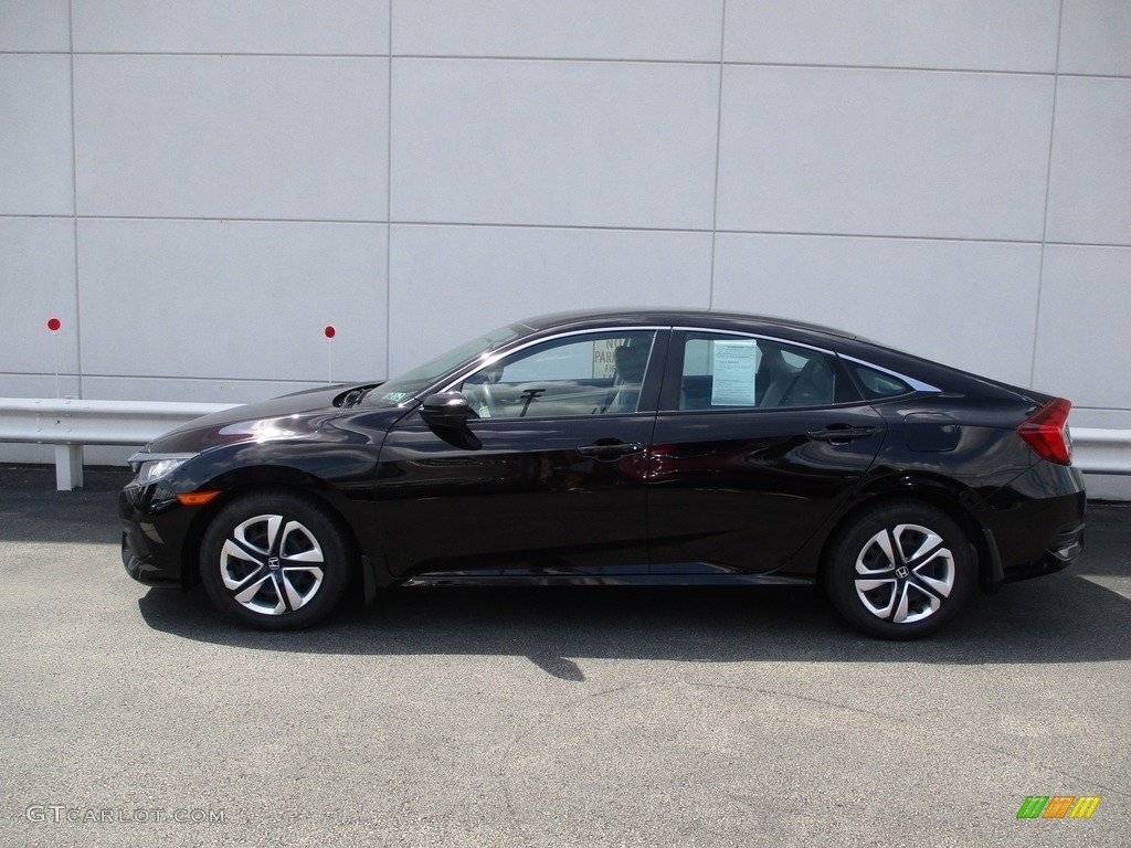 2018 Civic LX Sedan - Burgundy Night Pearl / Gray photo #2