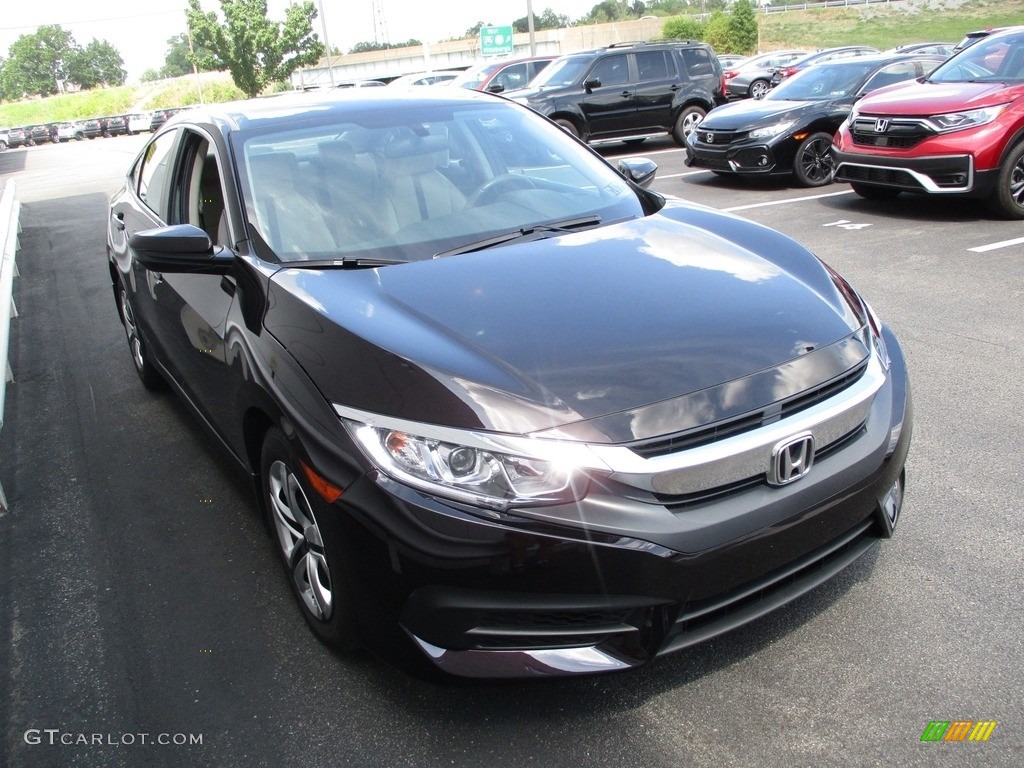 2018 Civic LX Sedan - Burgundy Night Pearl / Gray photo #7