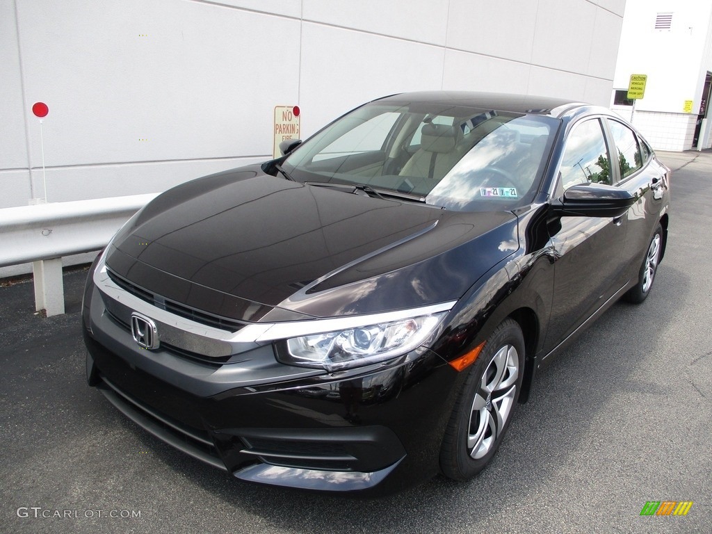 2018 Civic LX Sedan - Burgundy Night Pearl / Gray photo #9