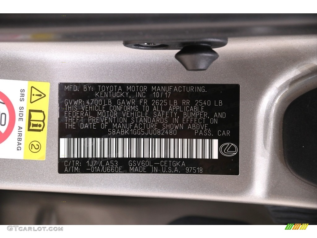 2018 ES Color Code 1J7 for Atomic Silver Photo #139232877
