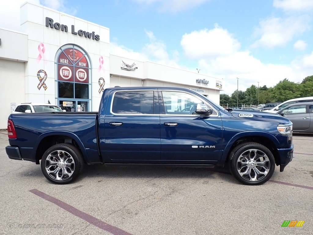 2020 1500 Longhorn Crew Cab 4x4 - Patriot Blue Pearl / Light Frost Beige/Mountain Brown photo #4